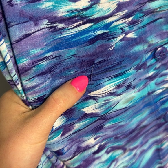 Jams World Vintage Blue Patterned Back Tie midi Dress Size Small - Picture 6 of 13